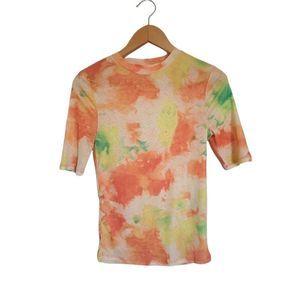 TopShop Yellow Orange Yellow Neon Mesh Top